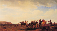 Репродукция картины "indians travelling near fort laramie" художника "бирштадт альберт"