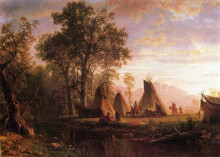 Репродукция картины "indian encampment, late afternoon" художника "бирштадт альберт"