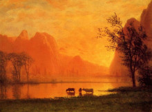 Репродукция картины "sundown at yosemite" художника "бирштадт альберт"