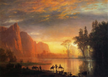 Репродукция картины "yosemite valley sunset" художника "бирштадт альберт"