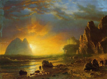 Репродукция картины "sunset on the coast" художника "бирштадт альберт"