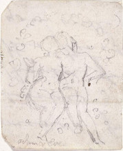 Картина "эскиз для картины &quot;сатана подсматривает за адамом и евой&quot;" художника "блейк уильям"