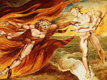 Репродукция картины "ангелы добра и зла" художника "блейк уильям"