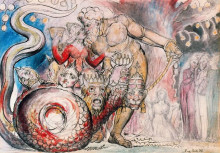 Репродукция картины "блудница и гигант" художника "блейк уильям"