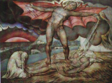 Картина "дьявол, поражающий иова проказой" художника "блейк уильям"