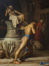 Копия картины "samson and the philistines (samson in the threadmill)" художника "блох карл"