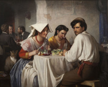 Копия картины "in a roman osteria" художника "блох карл"