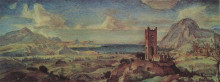 Репродукция картины "горный пейзаж с морским заливом" художника "богаевский константин"