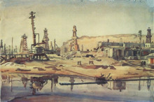 Репродукция картины "бакинские нефтяные промыслы" художника "богаевский константин"