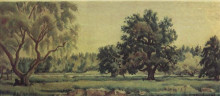 Репродукция картины "пейзаж с дубами и ветлами" художника "богаевский константин"