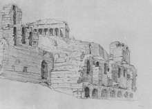 Репродукция картины "развалины древнего храма" художника "богаевский константин"