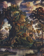 Репродукция картины "пейзаж с замком" художника "богаевский константин"