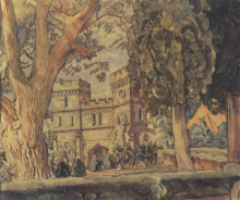 Картина "часовые башни алупкинского дворца" художника "богаевский константин"