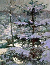 Копия картины "snow in the morning" художника "богданов-бельский николай"