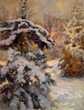 Копия картины "snow in the night" художника "богданов-бельский николай"