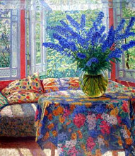Картина "vase of flowers in the winter garden" художника "богданов-бельский николай"
