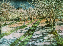 Репродукция картины "цветущий яблоневый сад" художника "богданов-бельский николай"