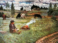 Картина "пастушок" художника "богданов-бельский николай"