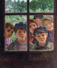 Копия картины "дети в окне" художника "богданов-бельский николай"