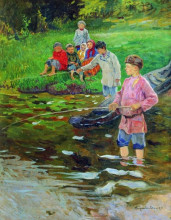 Картина "дети-рыбаки" художника "богданов-бельский николай"