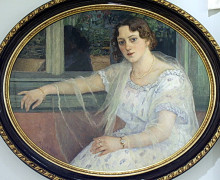 Репродукция картины "портрет молодой женщины" художника "богданов-бельский николай"