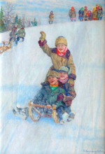 Картина "катание с горы" художника "богданов-бельский николай"