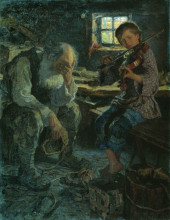 Копия картины "талант и поклонник" художника "богданов-бельский николай"