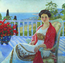 Репродукция картины "lady on a balcony, koreiz" художника "богданов-бельский николай"