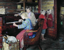 Копия картины "дети за пианино" художника "богданов-бельский николай"