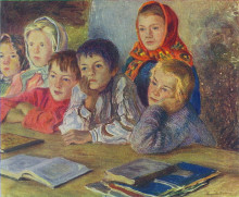Картина "дети на уроке" художника "богданов-бельский николай"