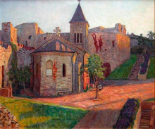 Копия картины "вид на церковь" художника "богданов-бельский николай"