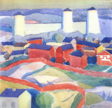 Копия картины "landscape with red houses" художника "богомазов александр"