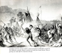 Копия картины "assiniboin and cree warriors attack blackfeet" художника "бодмер карл"